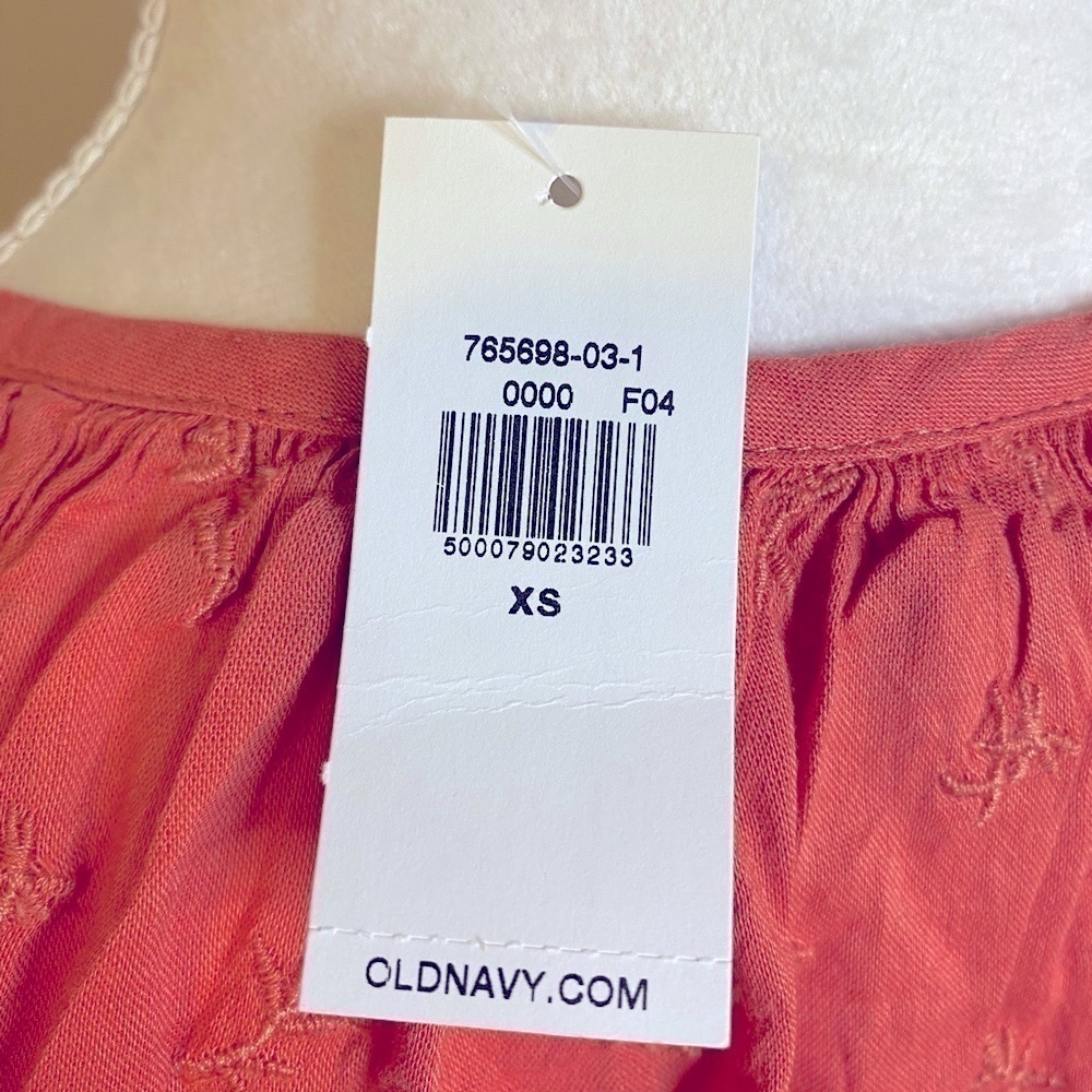 NWT Old Navy Embroidered BoHo Peasant Blouse Apricot Size X-Small - Picture 7 of 10